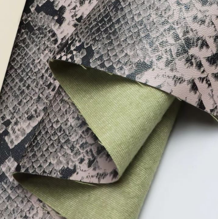 High Quality 0.7 mm Faux Snake Skin Pattern Fabric PU Leather Embossing Material For Garments Jackets Shoes Bags